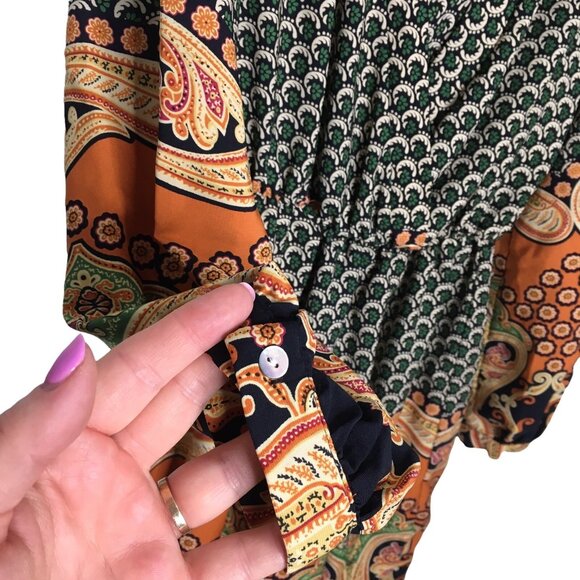 Honey Punch Dress Women Small  V Neck Paisley Multicolor - Picture 7 of 8